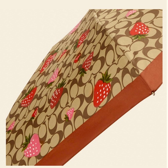 Mini Umbrella In Signature Wild Strawberry Print 🍓 - Picture 4 of 5